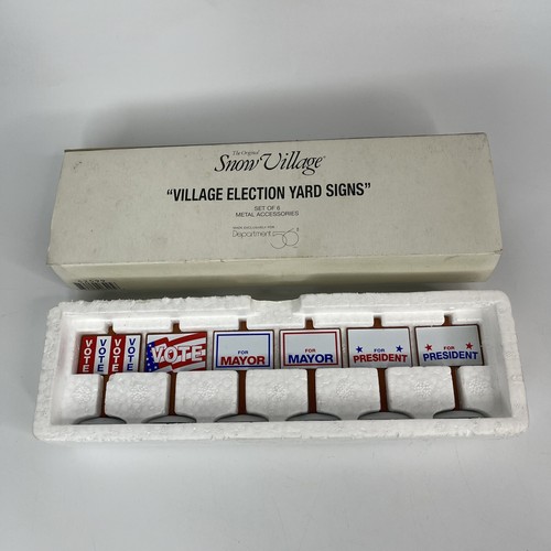 Vintage Department 56 The Original Snow Village Town Election Yard Signs-6 Signs