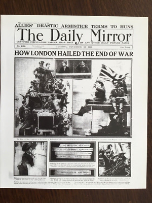 KLEINES POSTER/ZEITUNGSSEITE (8,5 x 7 ) 1918 ERSTER WELTKRIEG IST VORBEI: LONDON BILDER