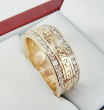 1 CT Round Moissanite Men's Eternity Wedding Band Ring 14K Yellow Gold Plated