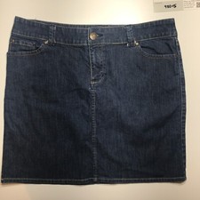 New York  Company Womens Dark Blue Denim Mini Skirt 18" w/ Front Pockets Sz 14