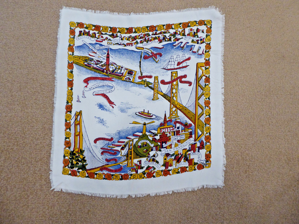 Vintage  1939-40  San Francisco Golden Gate International Exposition  Scarf