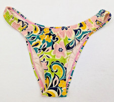 Topshop sz 6 Bikini Bottoms cheeky high leg multi color floral print swim 1041