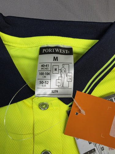 Portwest S279 Mens Two-Tone Long-Sleeve Polo Shirt, Yellow/Navy - 第 10/11 張圖片