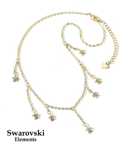 Collana Donna Girocollo Oro Swarovski Elements Originale Stelle Choker Collarino - Zdjęcie 1 z 9