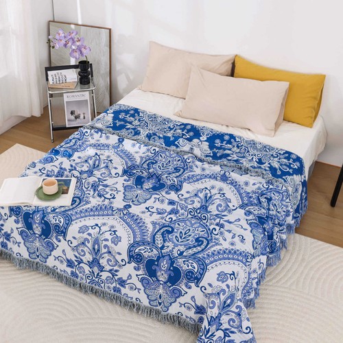 Cotton Fringe Edge Gauze Sofa Blanket Cotton Casual Nap Blanket Summer Blanket - Picture 8 of 49