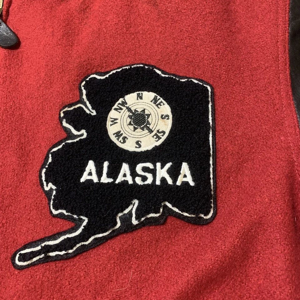 Vintage Alaska Varsity Jacket Wool Leather Chenille Patch Talon Zip Men’s XL - Image 2 of 4