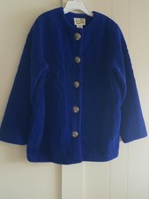 Vtg Duffel Outdoor Womens Size Small Carved Trees Fleece Blue Coat Jacket