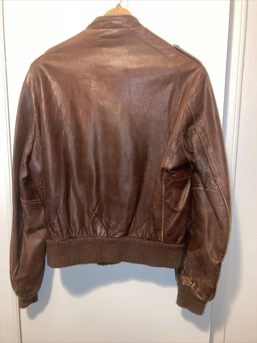 Vintage 70s COOPER Brown Leather Bomber Flight Jacket Fifth Vintage 70s COOPER Brown Leather Bomber Flight Jacket Fifth