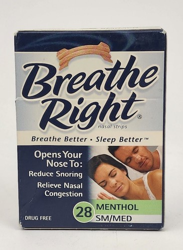 Breathe Right Menthol Nasal Strips 28 Small / Medium Strips Rare Sealed Box - 第 1/2 張圖片