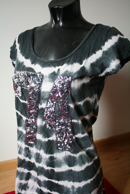 Decay Jeanswear - dunkelblaues Shirt Top (Glitzer) Gr. S, Paliettenbild