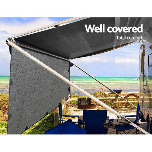 Caravan Privacy Screen Roll Out Awning 4.6 x 1.95m End Wall Side Sun Shade Cover - Picture 4 of 7