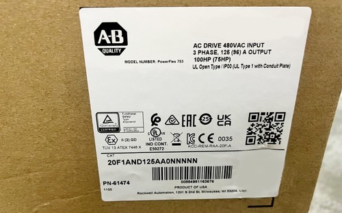AB 20F1AND125AA0NNNN Allen Bradley caja original Powerflex 753 unidad de CA - Imagen 2 de 3
