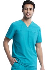 Teal Cherokee Scrubs Form Mens V Neck Top CK885 TLB