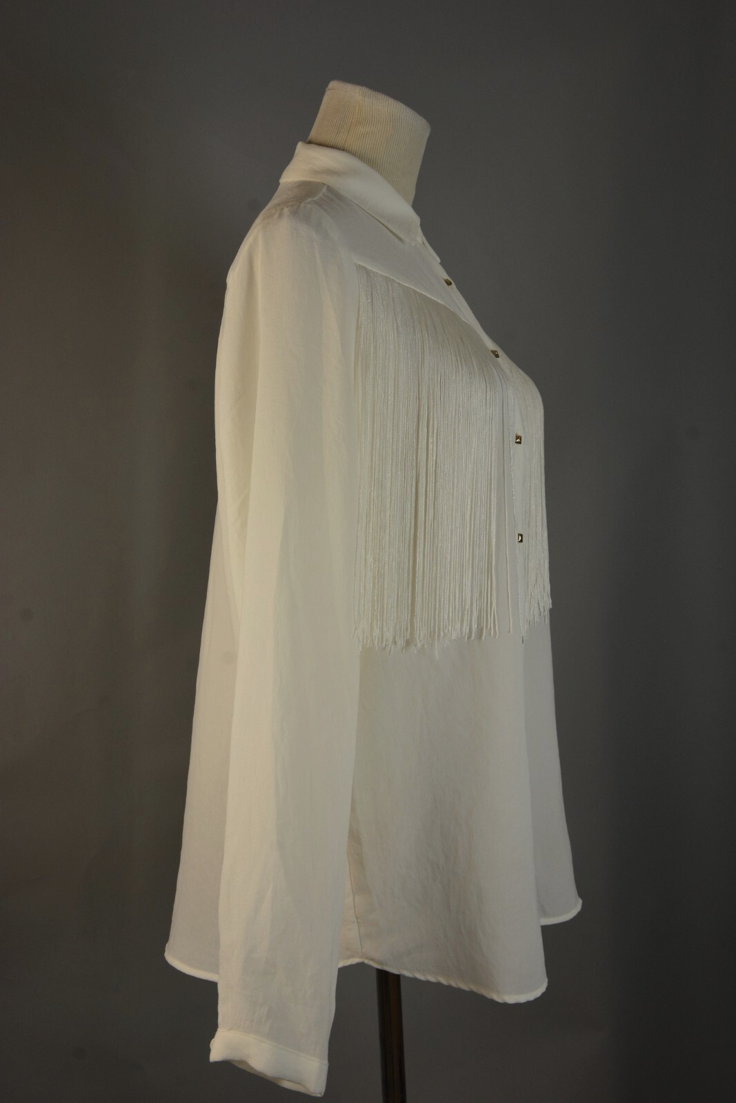 Zara Basic White Pleated Button Up Blouse Size M - image 2