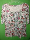 8971) NWOT J JILL large petite floral pima scoop neck elbow sleeve tee top