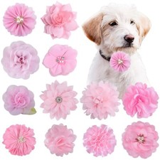 12PCS Dog Cat Collar Flowers Detachable Bow Embellishments for Pet Collars