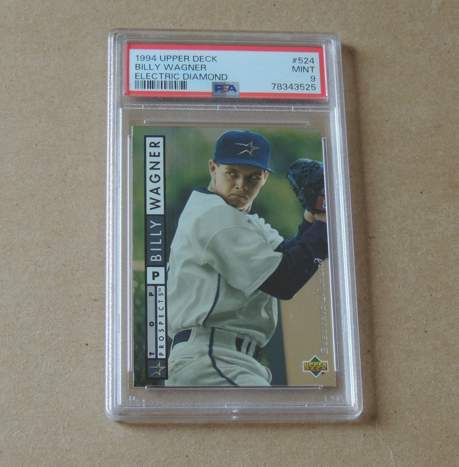 PSA 9, 1994 Upper Deck 524 ELECTRIC DIAMOND BB cd.; Billy Wagner (HF/RC), Astros