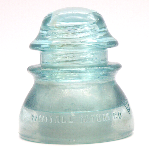 Vintage WHITALL TATUM Co. No. 1 Glasisolator Aqua Color Made in USA