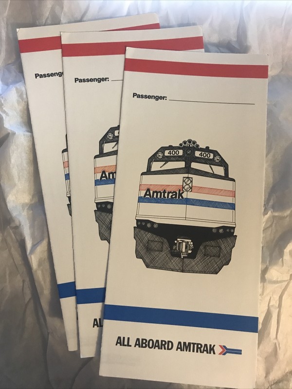 3 = All Aboard AMTRAK Original Train Ticket Holder Blunt Arrow F40PH #400 Older