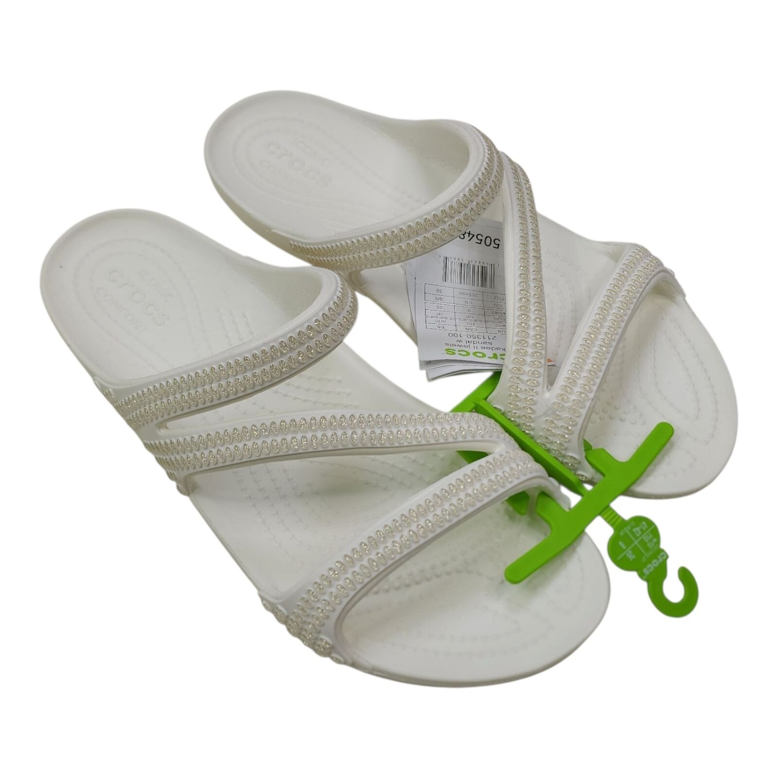 Crocs Kaddee II Jewels Womens Sandal Size 10 White Slip-On Lightweight Comfortable-image