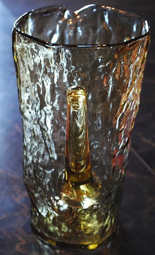 Set vintage MORGANTOWN TOPAZIO VETRO STROPICCIATO 4 bicchieri piatti e 1 grande brocca 60 oz - Foto 20 di 21