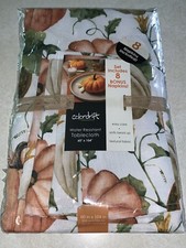Colordrift Tablecloth 60" x 104" 8 Napkins Halloween Pumpkins Thanksgiving NWT