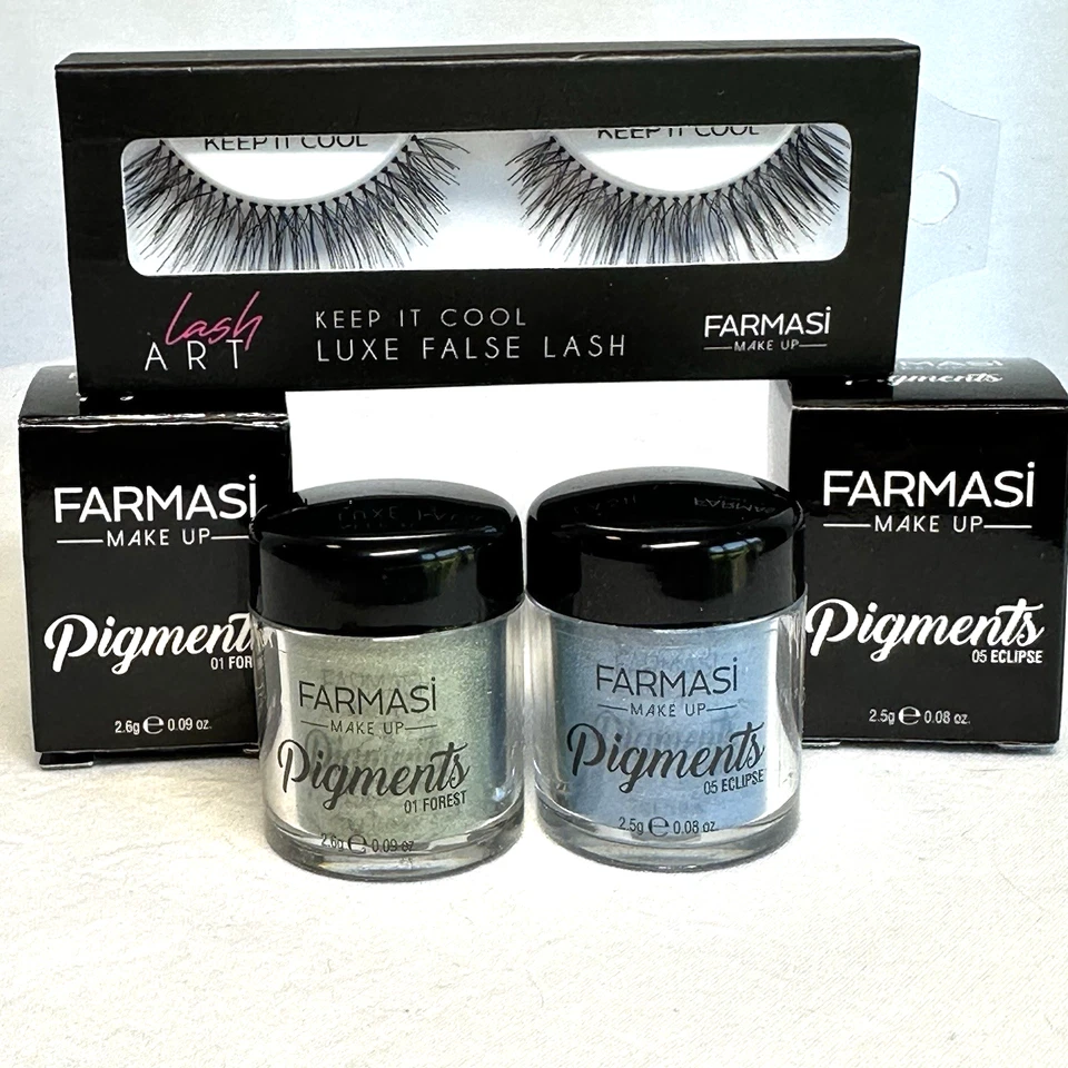 Farmasi Make Up EYESHADOW Pigments  Blue Eclipse & Green Forest & Lashes - Image 4 of 4