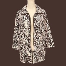 WEEKENDS BY CHICO'S Brown Cream Animal Print Jacket Blazer Sz 3