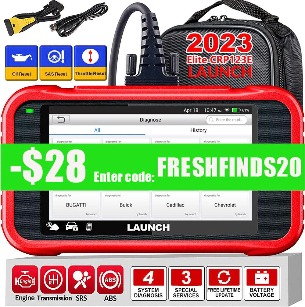 Launch CRP123E OBD2 Code Reader Diagnostic Support Engine ABS Airbag SRS  Transmission Lifetime Free Update