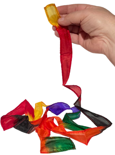 6' Ft MAGIC RAINBOW SILK STREAMER Thumb Tip Trick 72" Long x 1" Magician Prop - Picture 8 of 8
