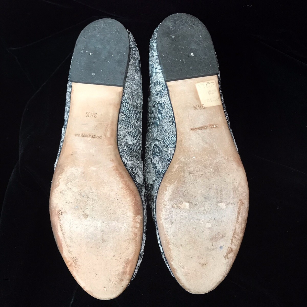 Dolce & Gabbana Vally Embellished Lace Ballerinas. Lace
