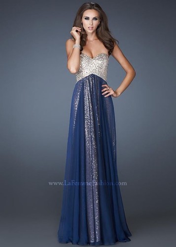 Gold Sequin and Navy Blue Prom Dress | eBay