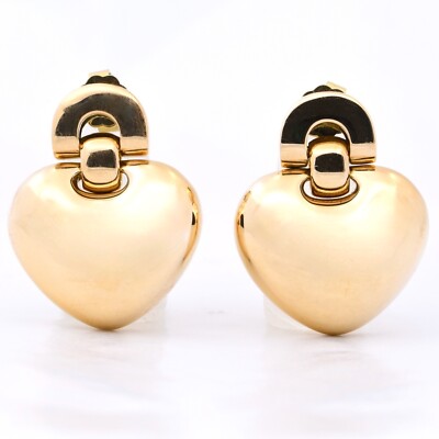 Vintage Wempe Heart Stud Earrings in 750 / 18ct. Yellow Gold
