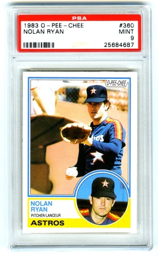 NOLAN RYAN~RARE (POP 155) 1983 OPC O-PEE-CHEE PSA-9 MINT HOT BASEBALL CARD #360