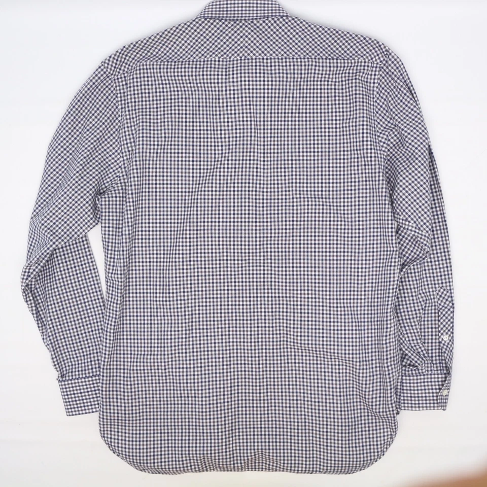 Camisa Billy Reid Para Hombres XL 17 Azul-Gris Blanco Cuadros Cuello Abotonado Manga Larga Foto 4 de 4