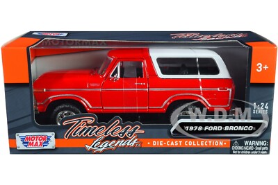 1978 FORD BRONCO CUSTOM RED & WHITE 1/24 DIECAST MODEL CAR