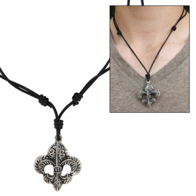 MEDIEVAL STAINLESS STEEL FLEUR DE LIS PENDANT NECKLACE JEWELRY CHAIN GIFT