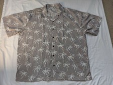 MAKANI MEN HAWAIIAN SHIRT -GRAY WITH WHITE PALM TREES SS