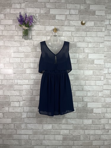 Speechless Crochet Split Back Dress Sleeveless Navy Blue - Imagen 8 de 11