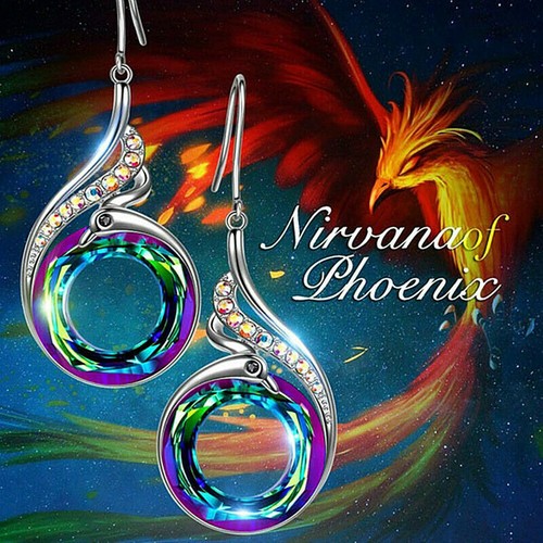 Tropfen Statement Ohrringe Regenbogen funkelnd Acryl Kristalle Silber Farbwahl - Picture 2 of 8
