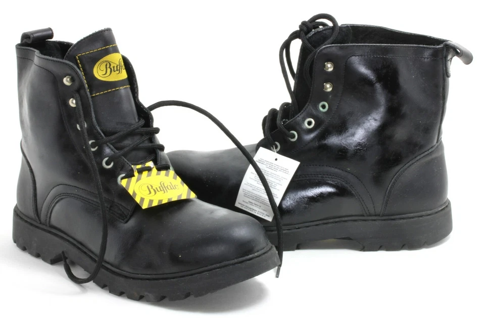 630 Schnürstiefel Halbschuhe Herrenschuhe Herren Boots Leder Schwarz Buffalo 46 - Bild 2 von 3