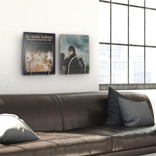 Wall Mounted Brass Metal Vinyl LP Record Holder, Album Floating Shelf, Set of 2 - Picture 3 of 7