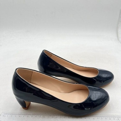 miss left Women Formal Low Heel Closed Rounded Toe Pumps Chunky Block Heeled - Picture 4 of 8