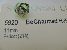 Peridot Swarovski BeCharmed Helix Bead 14mm, European Fit Bracelet Charm