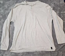 Lucky Brand Henley Shirt Size XXL 2XL Long Sleeve Grey With Flaws 