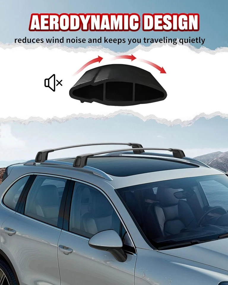 Barras transversales de techo bloqueables para rieles de carga Porsche Cayenne 2011-2018 Foto 4 de 4