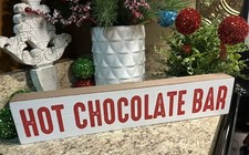 "Hot Chocolate Bar" Cocoa Wood Christmas Sign Farmhouse Fall Winter Red S5