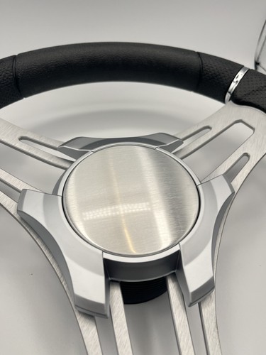 Verona Boat Steering Wheel Brushed Aluminum Spokes Urethane Rim KEYED or SPLINED - Picture 11 of 23