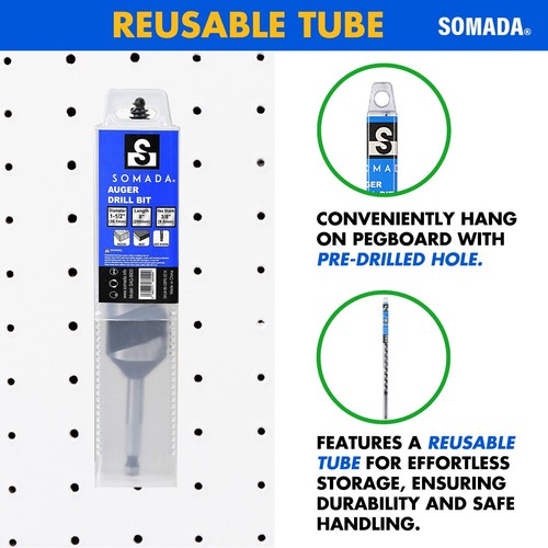 SOMADA Wood Auger Bit, 1-Inch By 8-Inch - Hex Shank 3/8-Inch Ship Auger Long - 第 6/9 張圖片