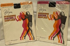 Vintage Belle Sharmeer Panty Hose Nylon Small Sandalfoot Sandal Heel Black Navy